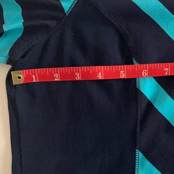 NWOT Denim & Co. Color Block V-Neck Aqua Blue/Navy 3/4 Sleeve Shirt Size Large - Picture 6 of 11